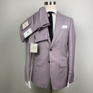 Calvin Klein Mens Slim fit 2-pc Suit Jacket Blazer 38R Pants 30W 32L Pink F01122
